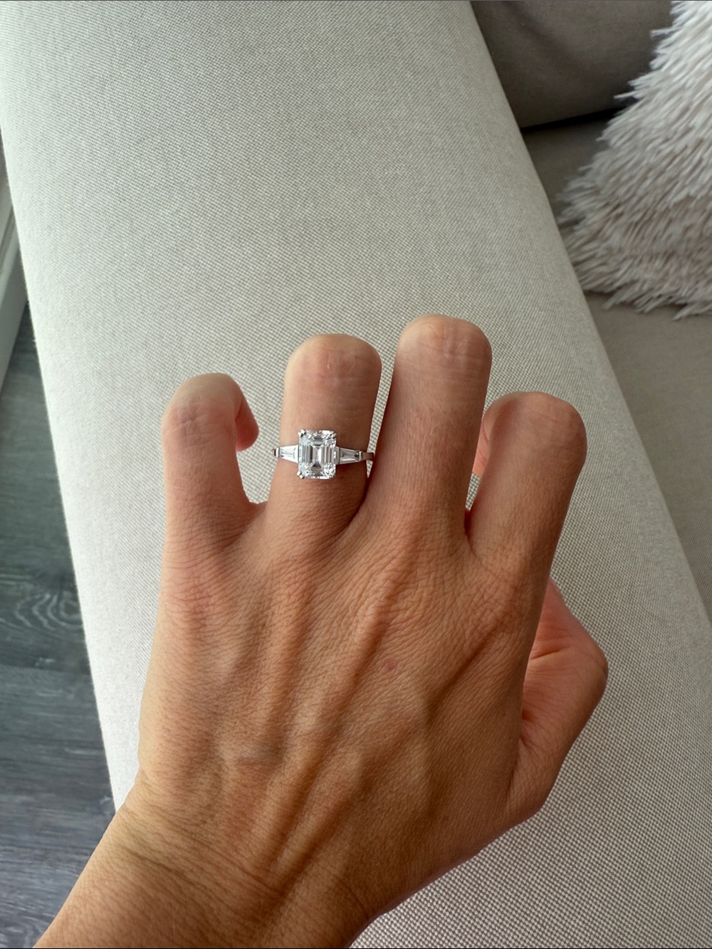Sterling Silver Emerald Cut Stone Solitaire Ring